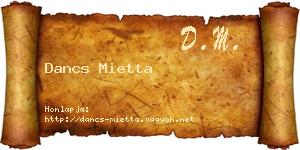 Dancs Mietta névjegykártya